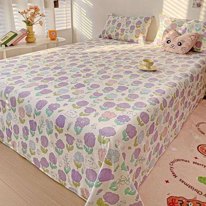 1 pc Cartoon Flat Bed Sheet Single/Queen/King Size Reactive Printed Top Sheet for Double Beds Cute Dog Bed Flat Sheet for Kids 120x230cm 1pc
