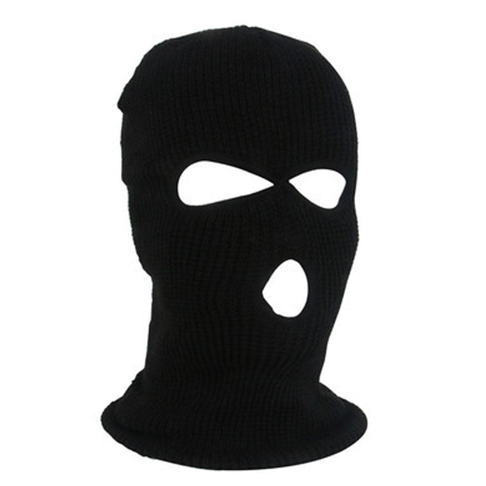 3 Hole Full Facial Cover Woolen Knitting Head Cover Winter Ski Hat Headgear Black