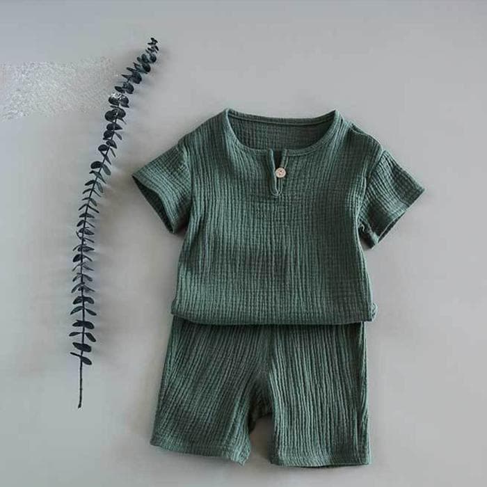 Cotton Baby Sets Leisure Sports Girl Boy T-shirt + Shorts Sets Toddler Clothing Baby Boy Girl Clothes 120 green
