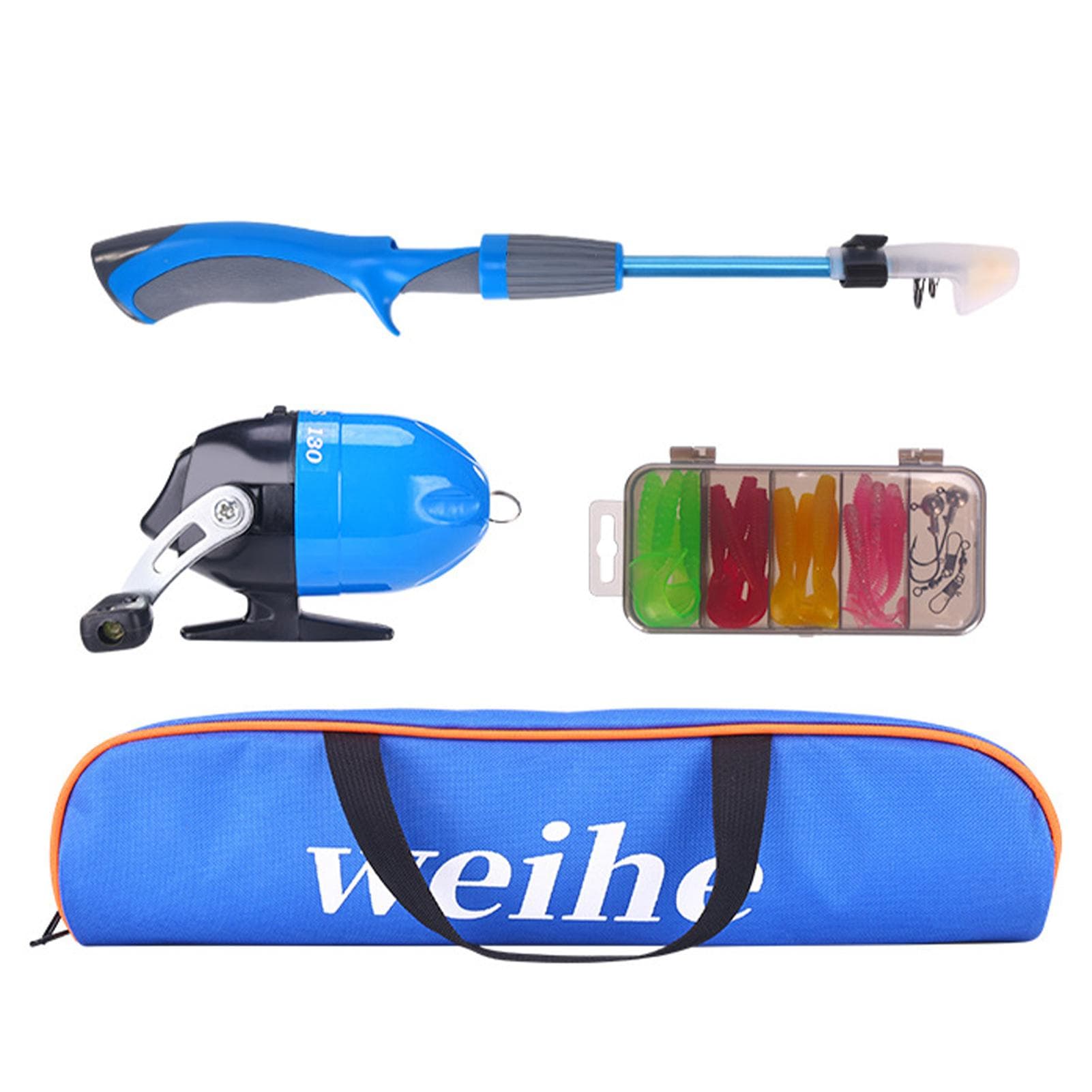 Kids Fishing Pole Set Portable Telescopic Fishing Rod and Reel Combo Kit with Tackle Box 1.2m