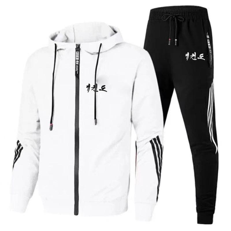 WTF World Taekwondo Federation Print Casual Sportswear Suit Mens Hoodie and Trousers Two-piece Zipper Sweatshirt Sweatpants Suit M
