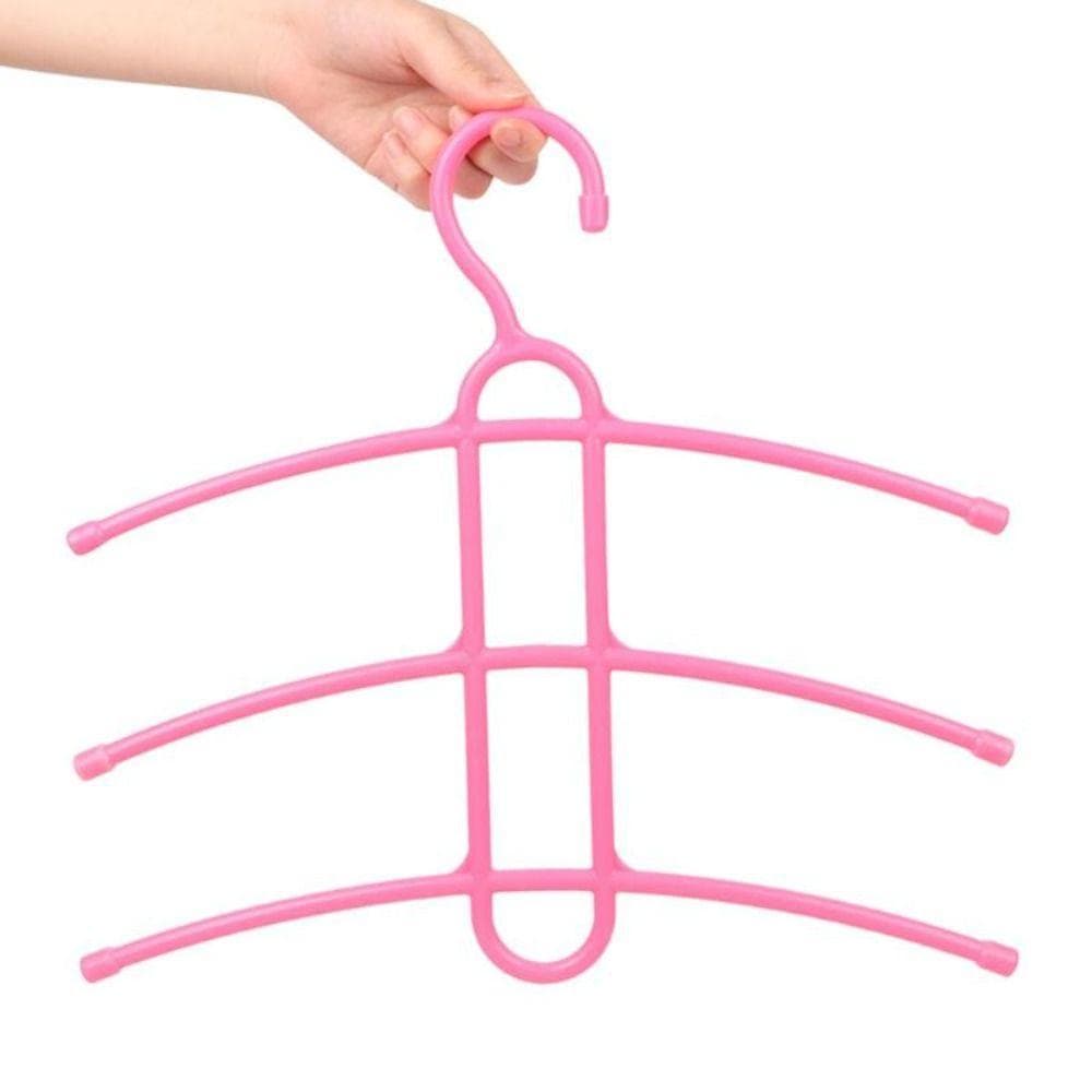 Multifunctional Hanger Hook Fishbone Clothes Hanger Clothes Rack Wardrobe Organizer Space 3 Layer Saver pink