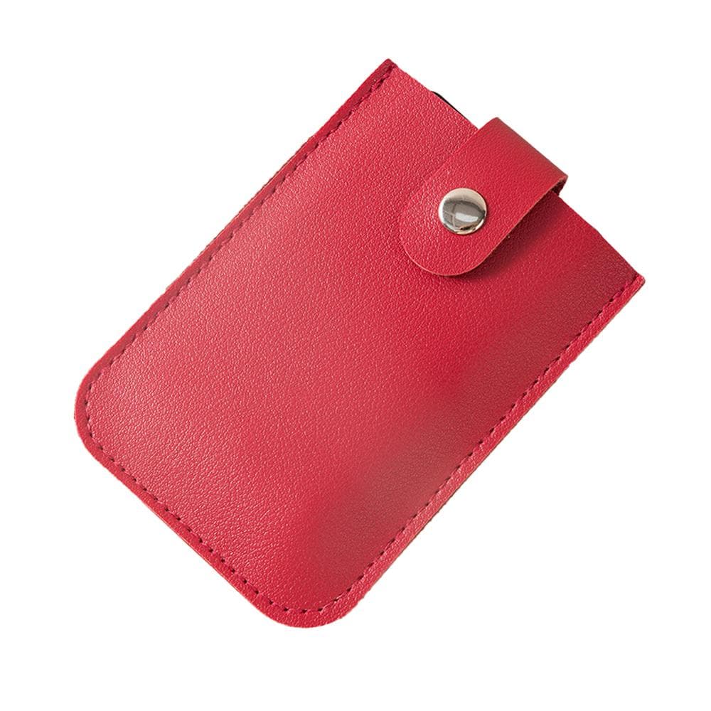 Stackable Pull-Out Card Holder Multi-Card Slots Credit Card Holder PU Leather Pocket Business Card red