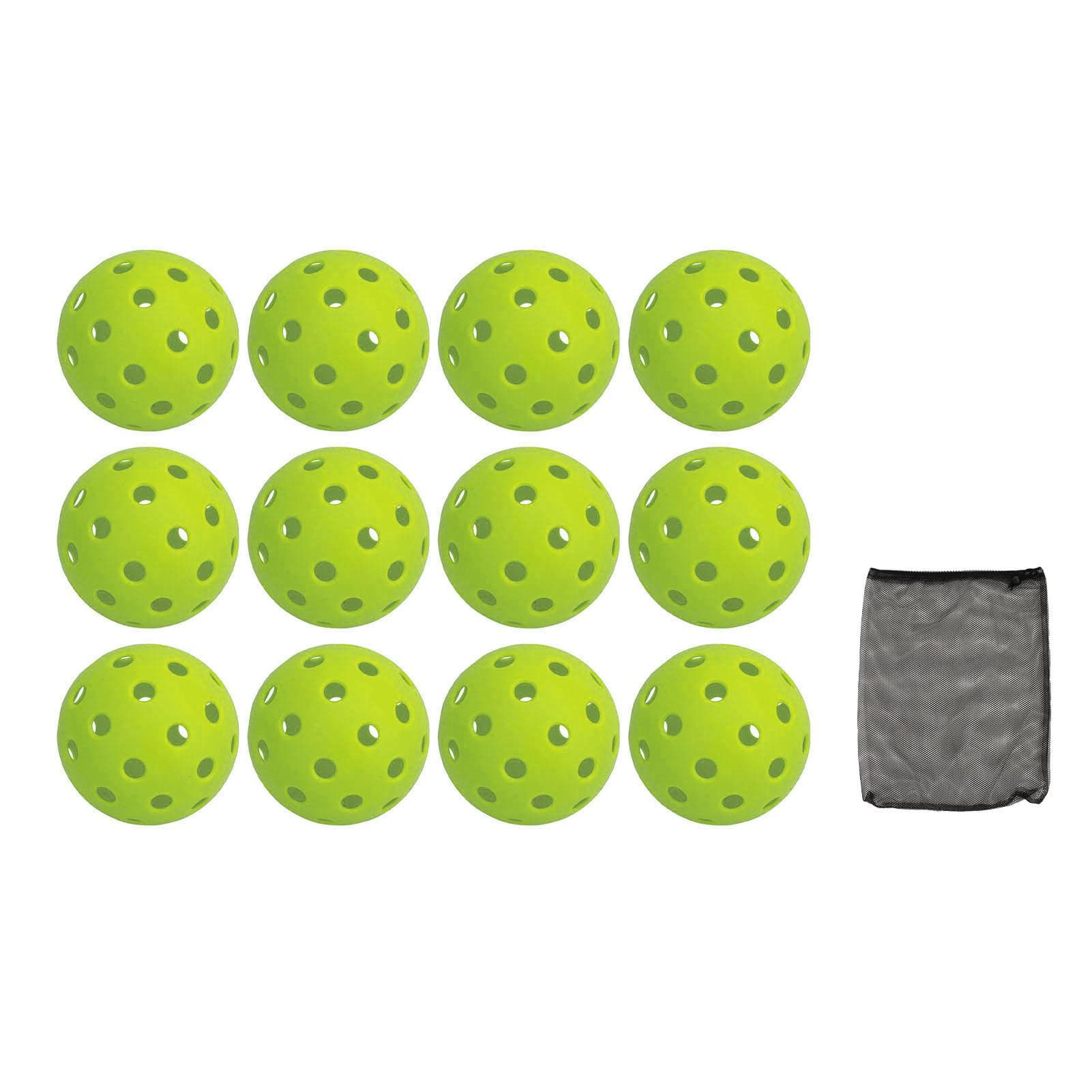 12PCS 74mm 40 Holes Pickleballs PE Plastic High Elasticity Pickleball Outdoor Hole Balls Green green