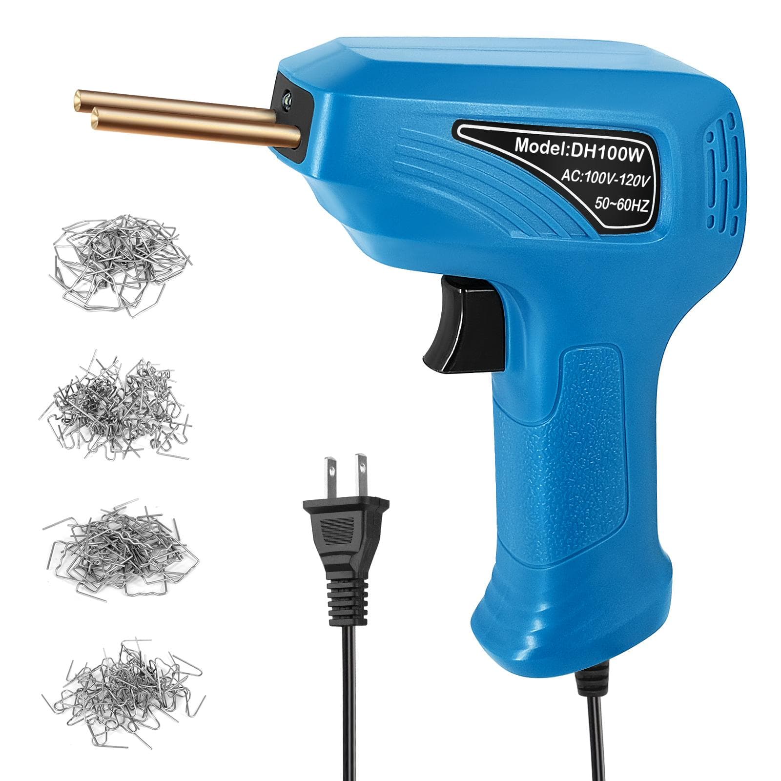 Portable Handheld Plastics Welding Machine Panel Crack Repairs Kit Thermal Cutting Hot Stapler US Plug blue