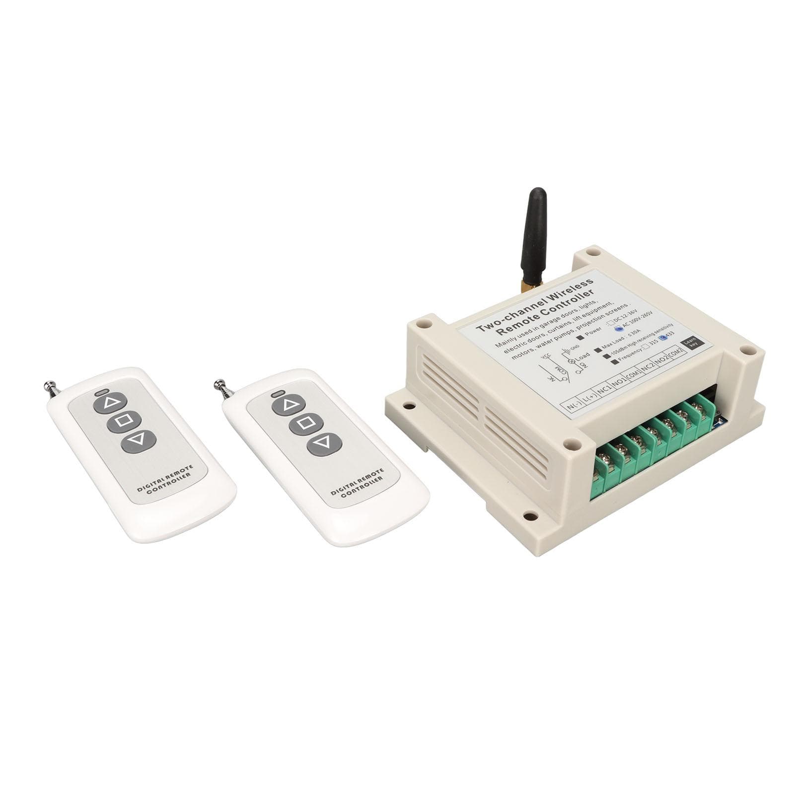 2 Channel Wireless Remote Control Kit High Accuracy Relay Remote Control Set 433MHZ AC100‑265V