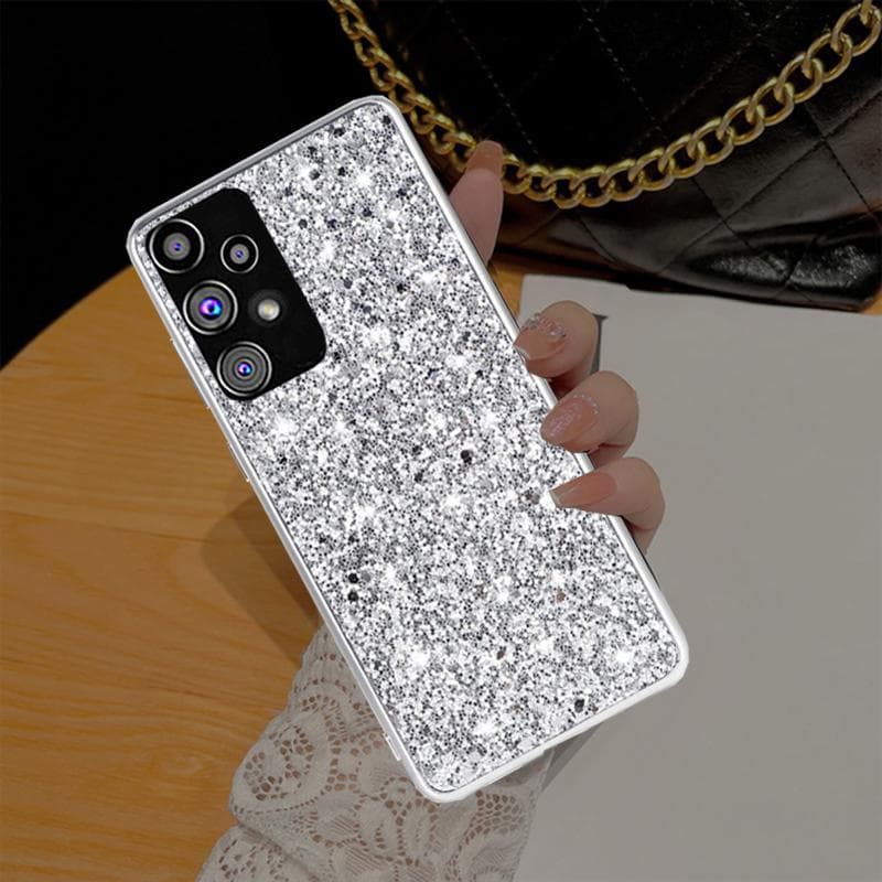 Luxury Bling Glitter Phone Case For Samsung Galaxy S23 S22 S21 FE Ultra Plus A14 A23 A33 A53 A73 A22 A32 A53 A72 A12 A51 M23 M32 4G 5G Soft TPU Cover Samsung Galaxy S22 Ultra silver