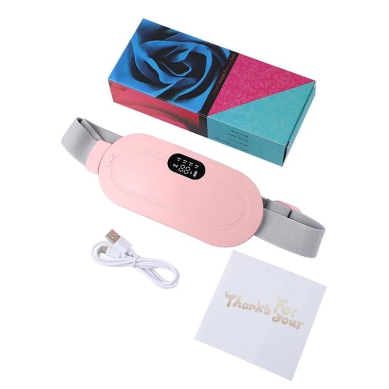 Menstrual Heating Pad Abdominal Massager Smart Warm Palace Belt Waist Vibration Massage Device for Cramps Period Pain Relief pink