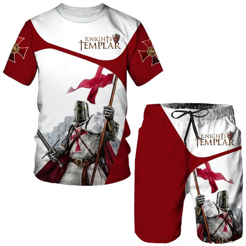Fashion Knights Templar 3D Print Tees/Shorts/Sets Men's Short Sleeve T-Shirt Tracksuit Vintage Harajuku Streetwear Clothing Suit 6XL