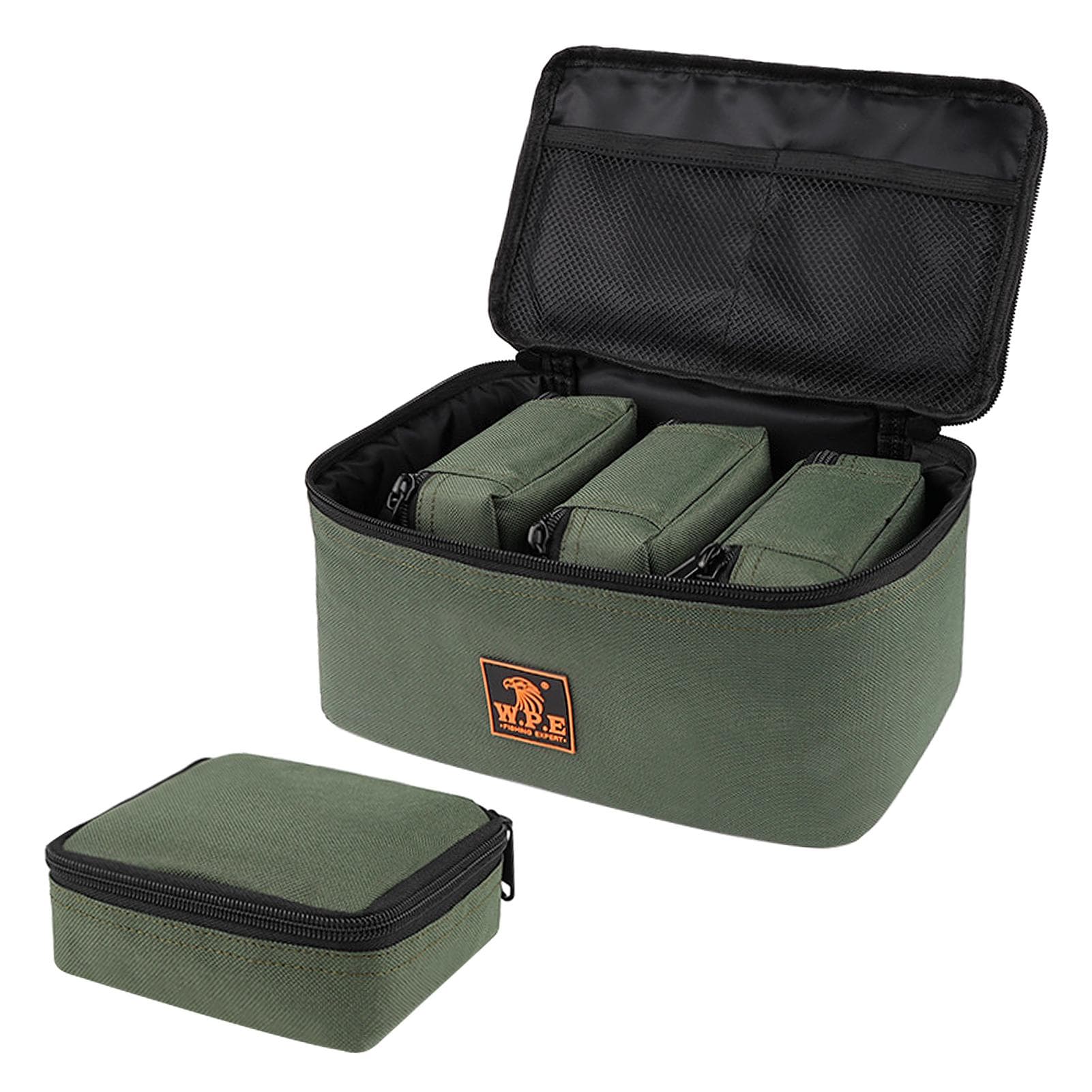 Fishing Tackle Bag with 4 S Pouches Fishing Reel Lure Storage Bag Pouch Fishing Tackle army green