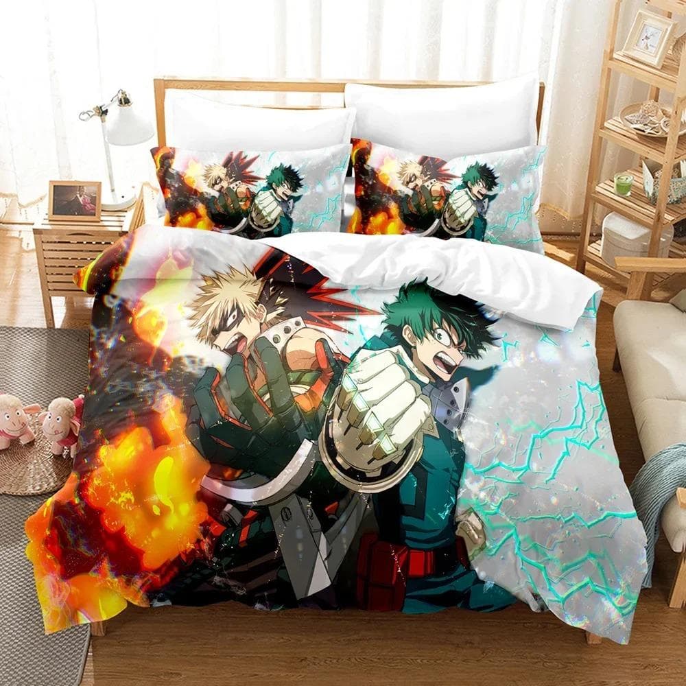 Anime My Hero Academia 3D Printed Bedding Set Cartoon Duvet Cover Pillowcases Comforter Bedding Set Bedclothes Home Textiles US Queen 228x228cm