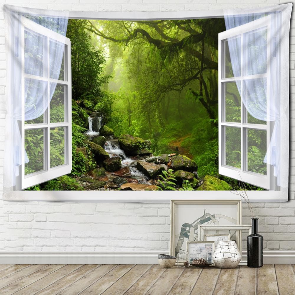 Seaside Scenery Tapestry Wall Hanging Bohemian Art Living Room Window Painting Simple Nordic Home Decor 95x70cm