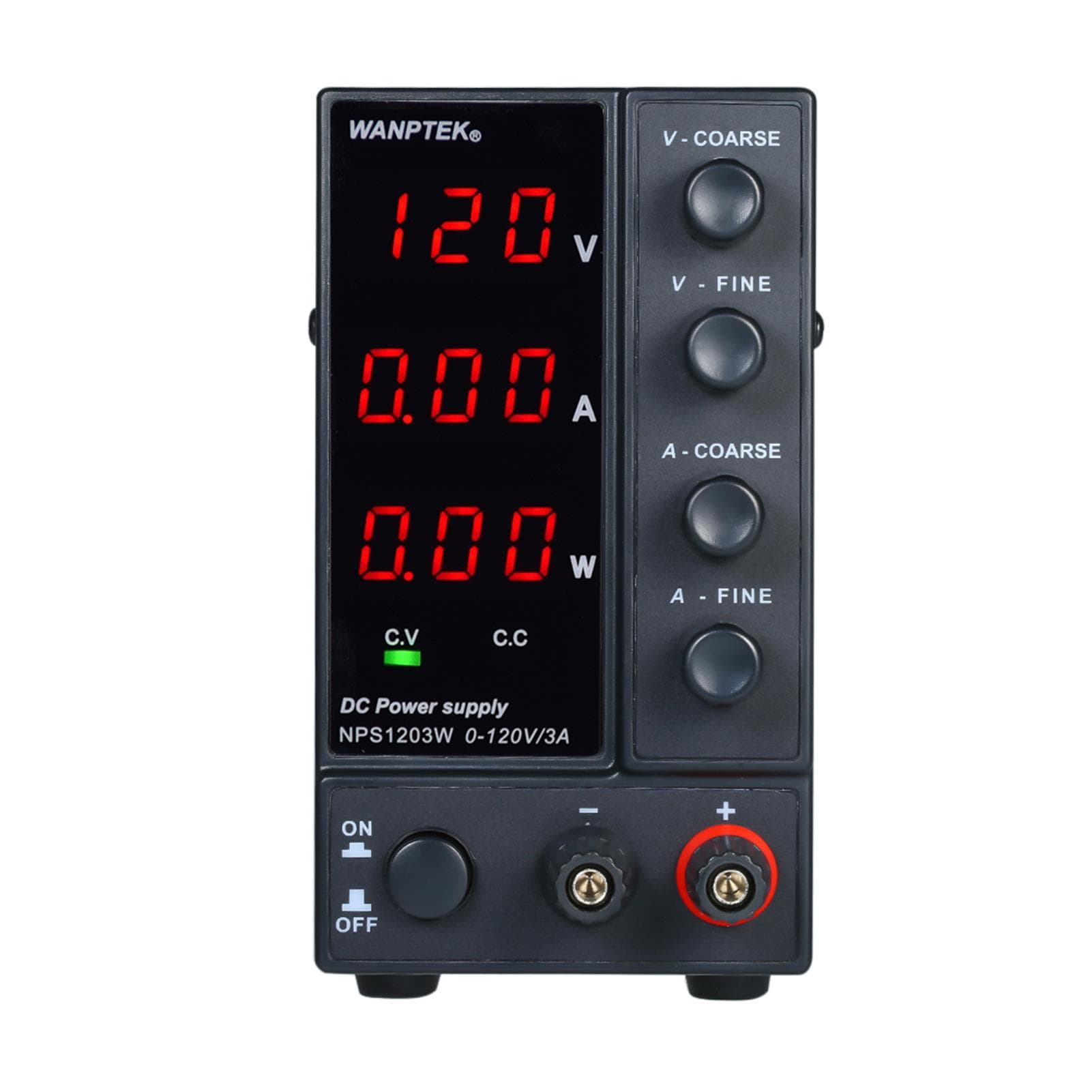 WANPTEK NPS1203W 0-120V 0-3A Switching DC Power Supply 3 Digits Display LED High Precision US Plug black