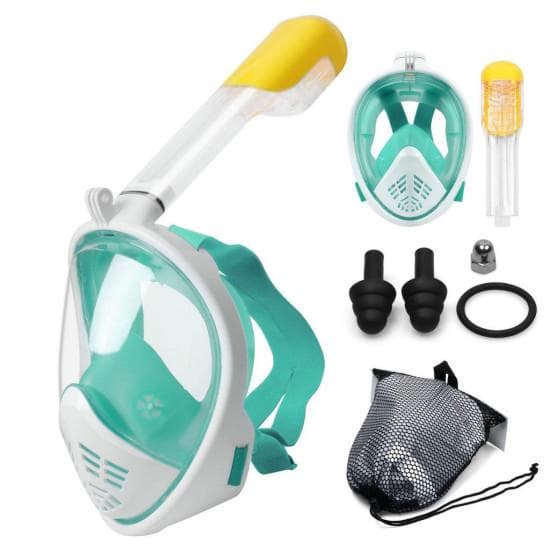 Full Face Diving Mask Diving Adult Children Anti-fog Diving Mask Diving Mask Underwater Swimming S/M green