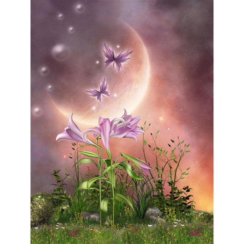 Full Round Drill Diamond Embroidery Moon Flower 5D DIY Diamond Painting Cross Stitch Rhinestone 20X30CM