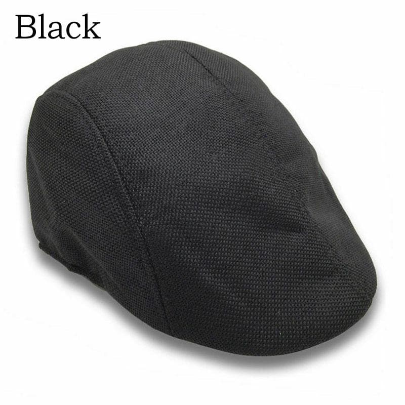 Mens Classic Beret Cabbie Hat Flat Cap Golf Driving Hat Caps Peaky Boys Country Newsboy black