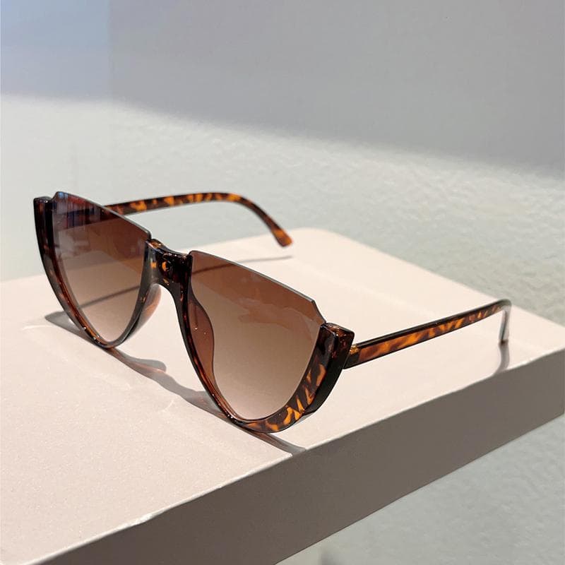KAMMPT Triangle Sunglasses Fashion Semi-rimless Gradient Shades Trendy Brand Design Casual Sun Glasses as picture shows