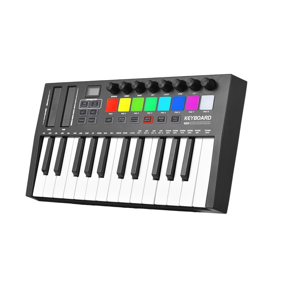 25 Key MIDI Keyboard Controller Professional Electronic Audio Intelligent Portable Arranging Strike 34x17.8x3.5cm black