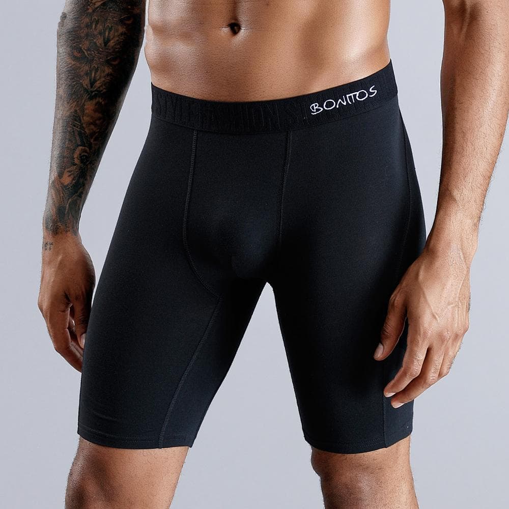BONITOS 1Pcs Long Men's Underpants Cotton Men Boxers Comfortable Underwear For Man Solid Color L