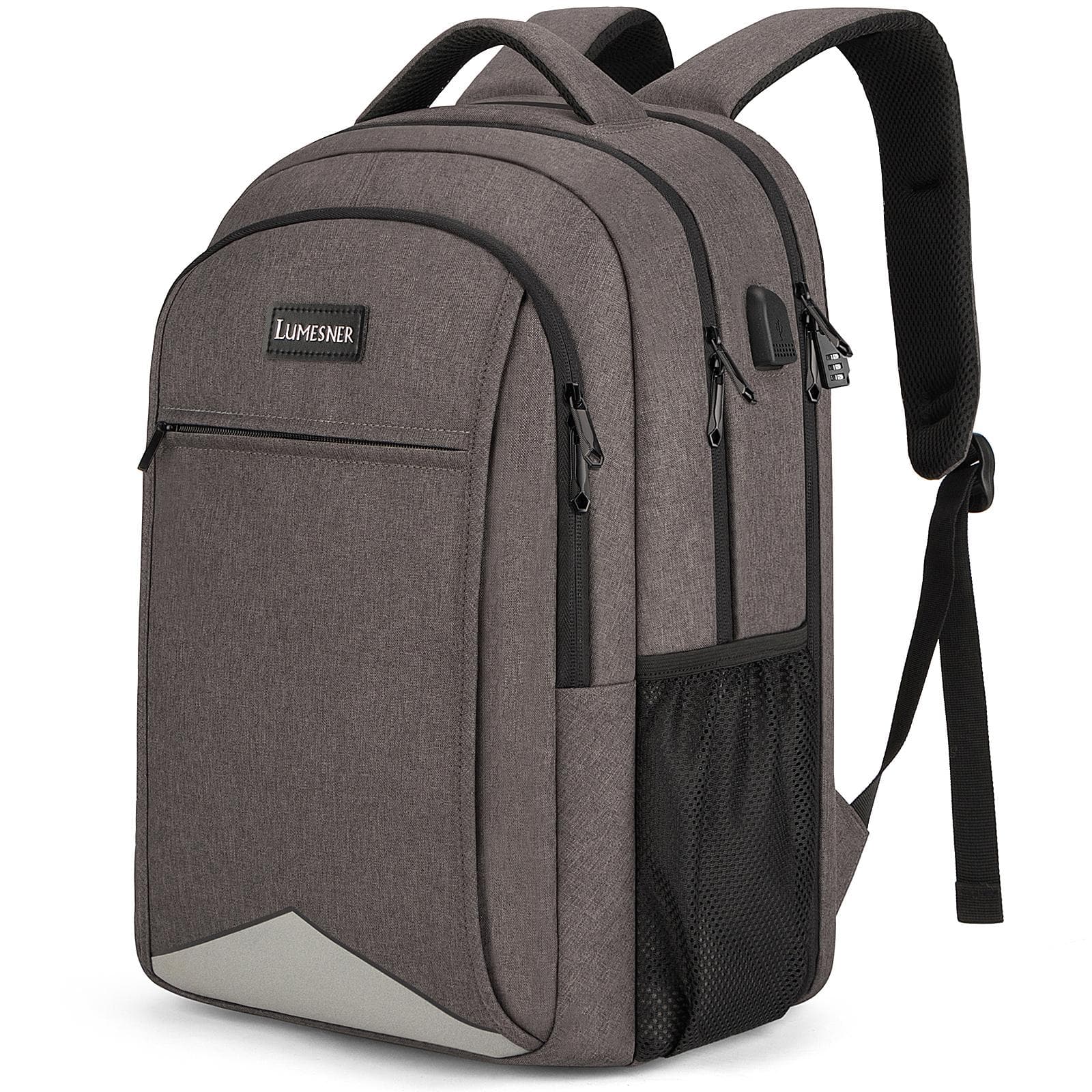 Lumesner® Laptop Backpack,Water Resistant Anti Theft Travel Laptop Travel Backpack with USB Charging Port Fits 15.6 Inch Notebook 15.6 Inch dark gray
