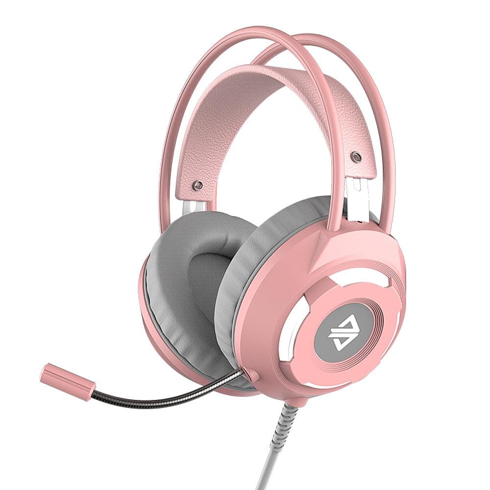 Ajazz AX120 - 7.1 Channel Stereo Gaming Headset Noise Cancelling Over Ear Headphones with Mic Bass pink
