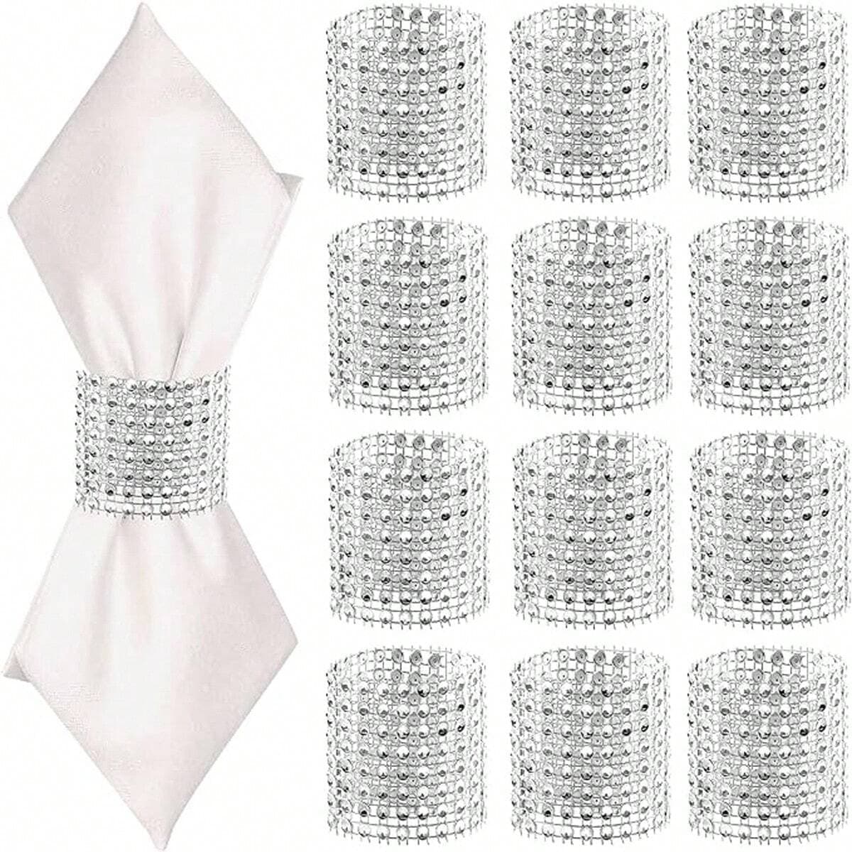 Napkin Rings, Suitable For Table Decoration, Anniversary, Birthday, Wedding, Dinner Party, Diy Decoration 10pcs silver