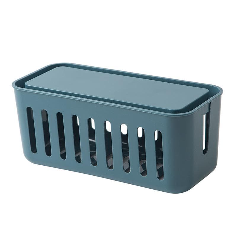 Power Strip Storage Box Hollow Heat Dissipation Simple 6 Charging Hole Cord Cable Container for dark blue