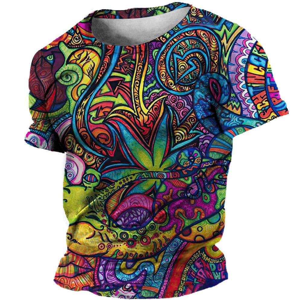 Summer Oversized T-Shirt For Men 3D Ethnic Clothing Tees Tops Printed Pattern Shirts Hip Hop Streetwear Retro Colorful Tshirt XS