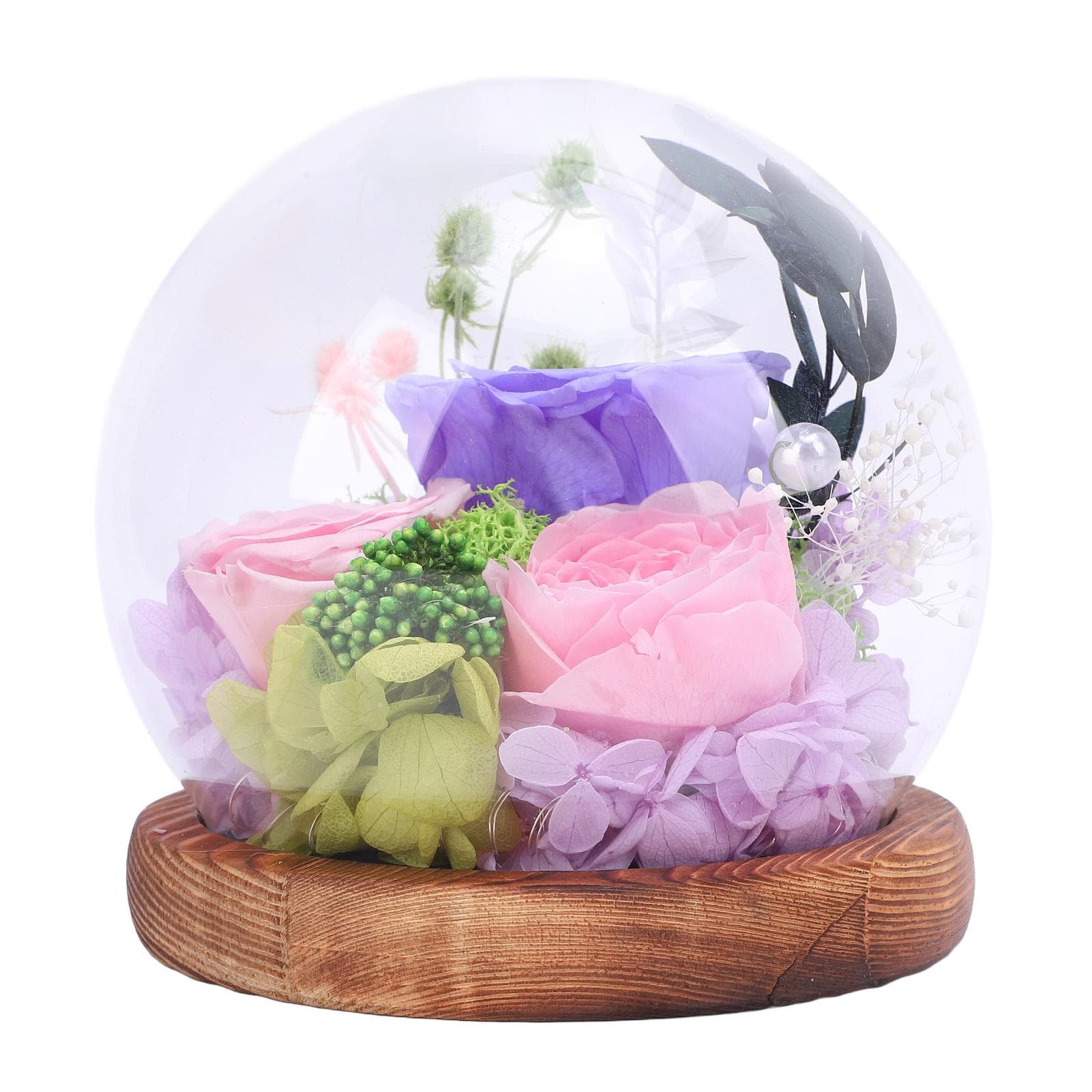 Flowers Glass Globe Light Exquisite Multifunctional LED Flower Glass Globe Desk Lamp Type 2