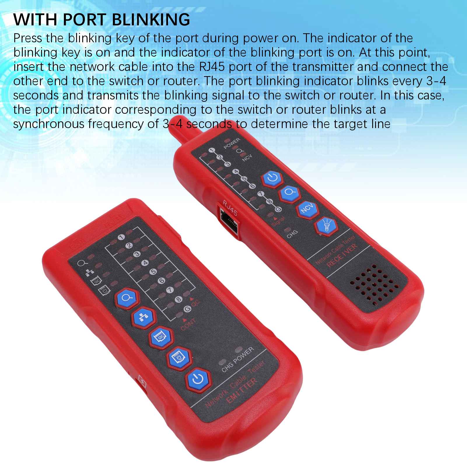 Network Cable Tester Emitter Receiver Ethernet Telephone Line Continuity Test Tool Kit for CAT5