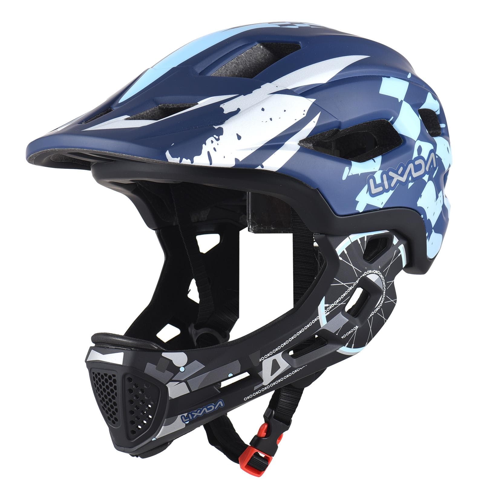 Kids Cycling Helmet Detachable Full Face Helmet Adjustable Cycling Helmet for for Children Cycling blue