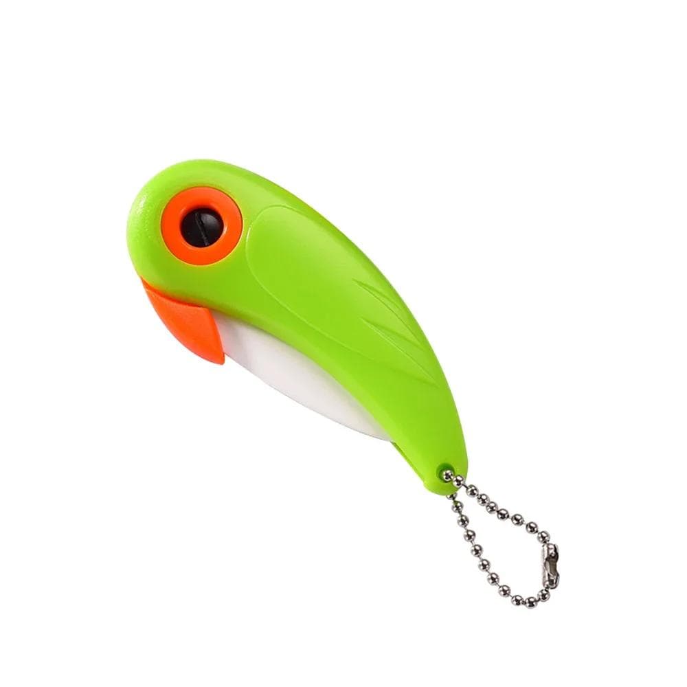 1PC Portable Fold Ceramic Knife Mini Vegetable Kitchen Cutter Peeler Multifunctional Bird Picnic Lunch Cut Slice Fruit Cutlery green