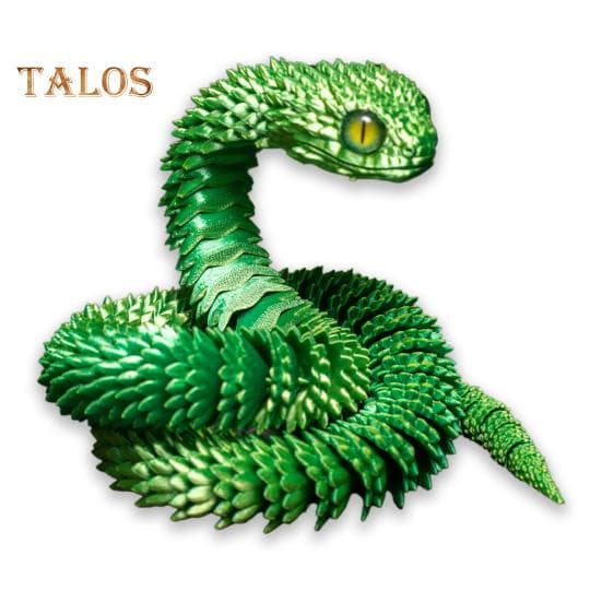 3D Printed Snake Figurine Movable Joints Snake Figure Articulated Animal Model Toy Home Office Bookshelf Desktop Decoration Ornament 60cm green