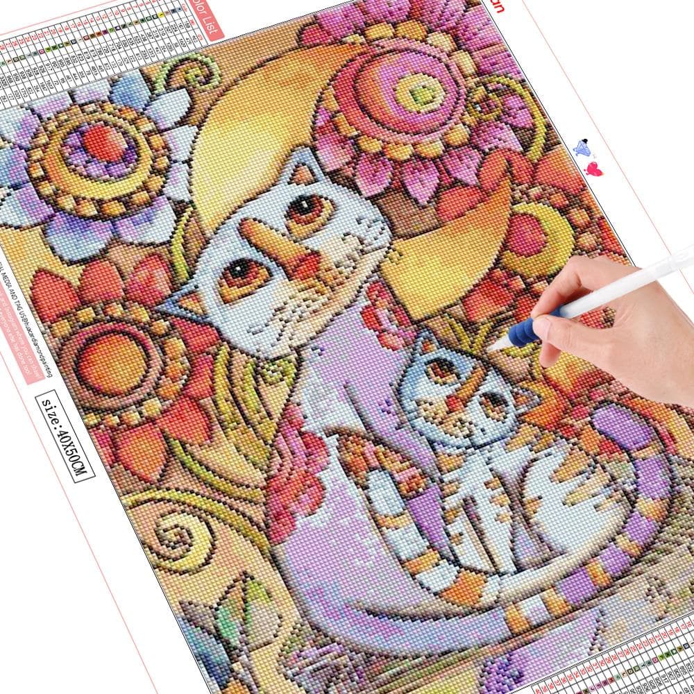 Diamond Painting Full Square Flower Mosaic Cat Home Decor Picture 20X30CM