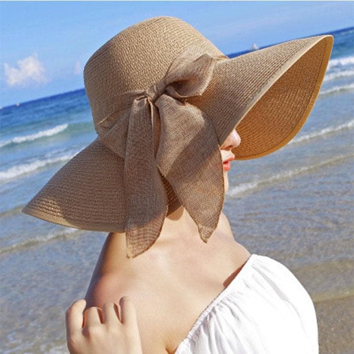 Women's UV Protection Hat Summer Big Wide Brim Beach Hat Concave-shaped Beach Sunscreen Foldable Sun Block Foldable Hat Cover Travel Outdoor Hat