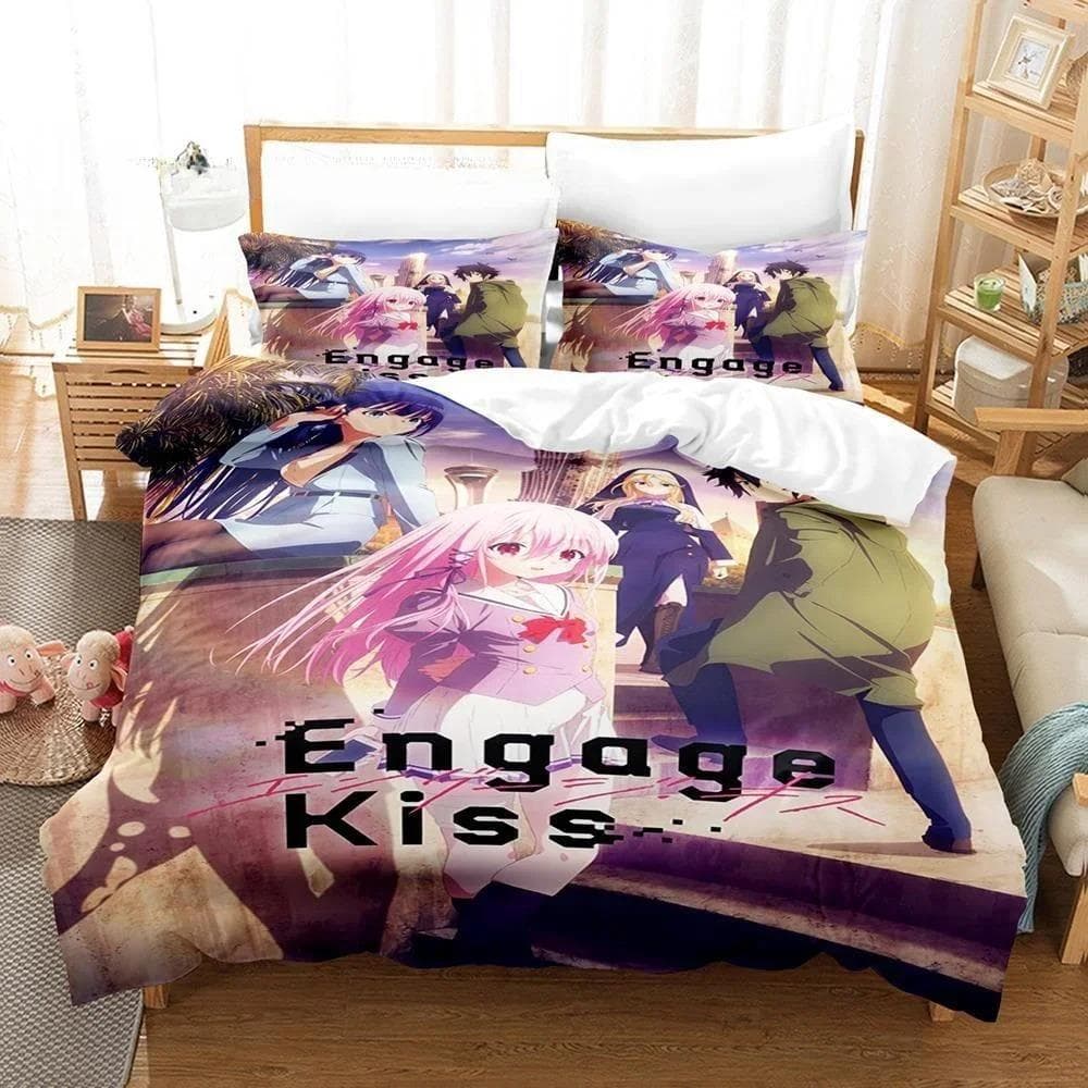 3D Print Anime Bed Sheet Set Engage Kiss Bedding Set Single Twin Full Queen King Size Bed Set Adult Kid Bedroom Duvet cover Sets 70x133cm 2pcs