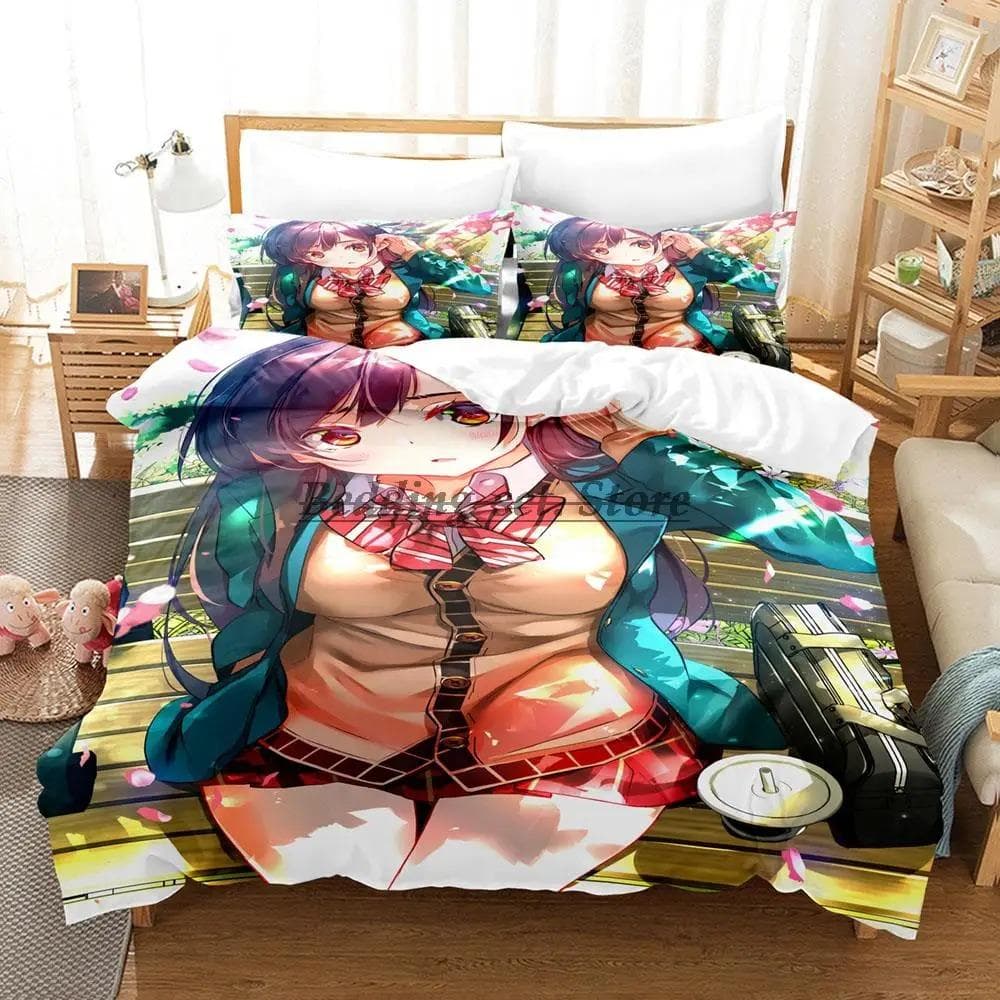 Rent A Girlfriend Bedding Set Single Twin Full Queen King Size Bed Set Aldult Kid Bedroom Duvetcover Sets Anime Bed Sheet 70x133cm 2pcs