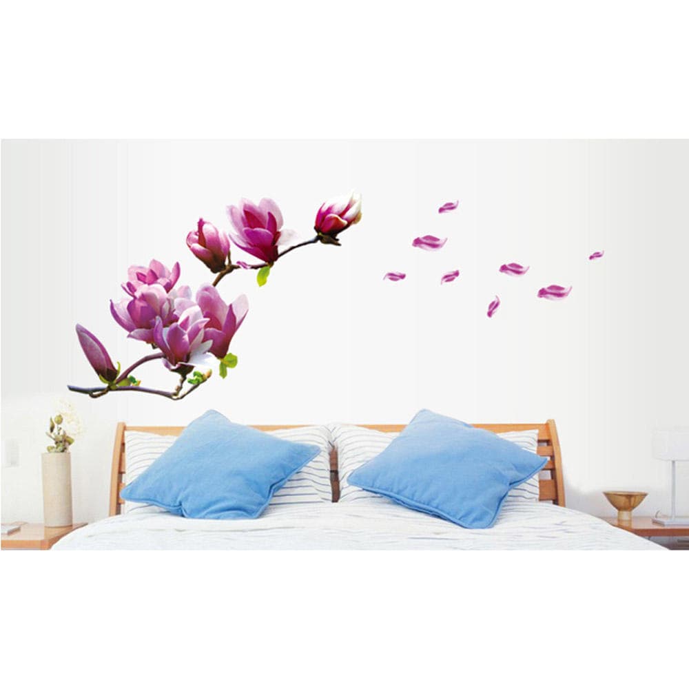 Beautiful Mangnolia Flowers Removable Wall Art Decals Vinyl Stickers  Wallpaper Mural