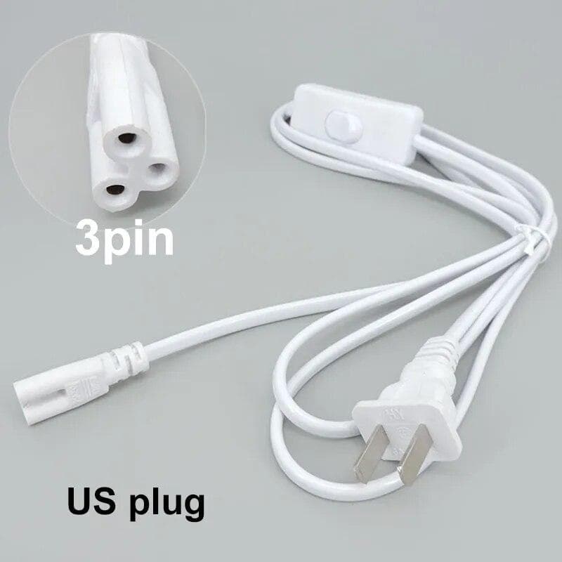 2pin 3pin hole ON/OFF Switch Cable T5 light Tube Power supply Charging Connection extension Wire Connector cord EU US Plug 3pin us plug
