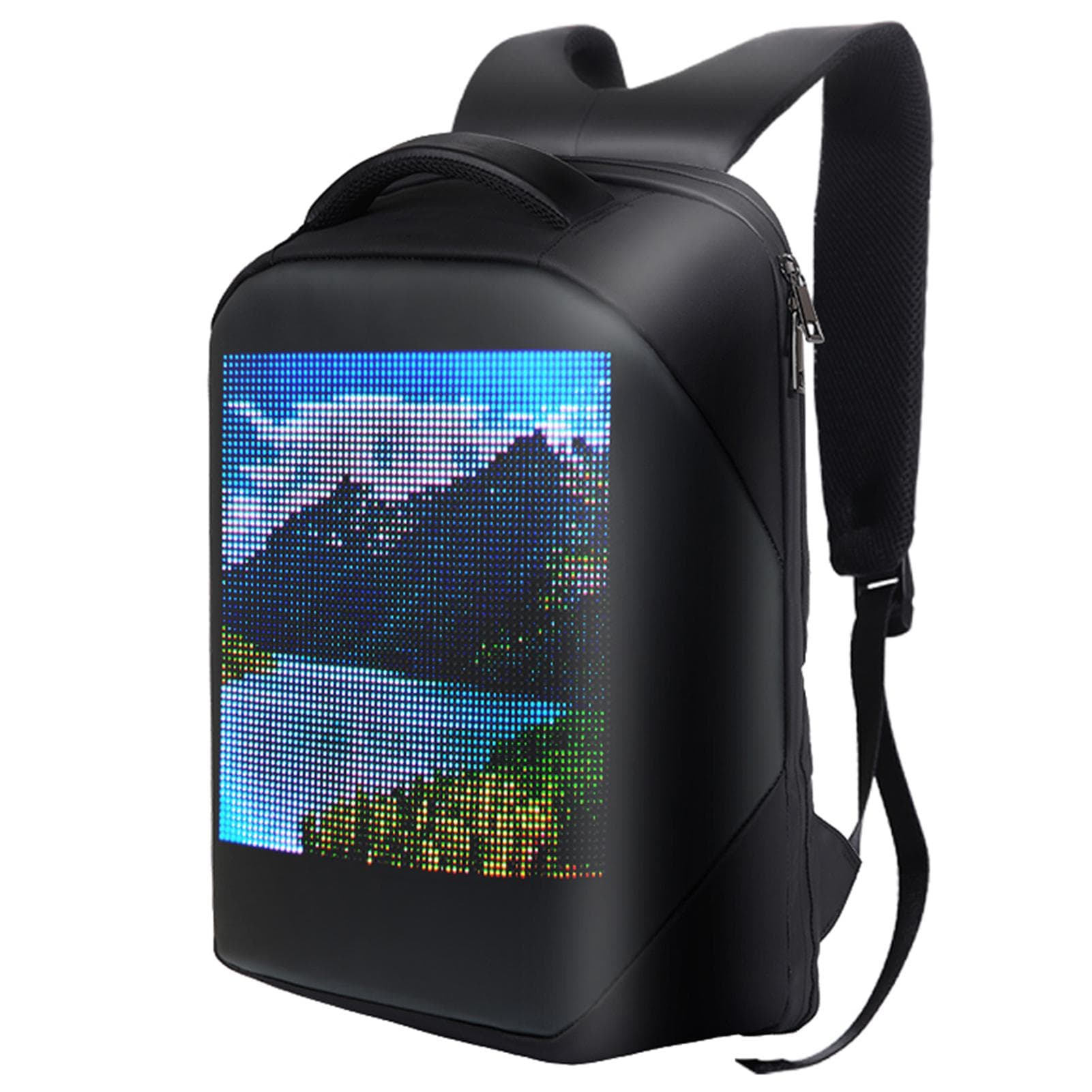Shoulder Backpack LED Full-Color Screen Travel Laptop Backpack Waterproof Shoulder Bag for Daypack black