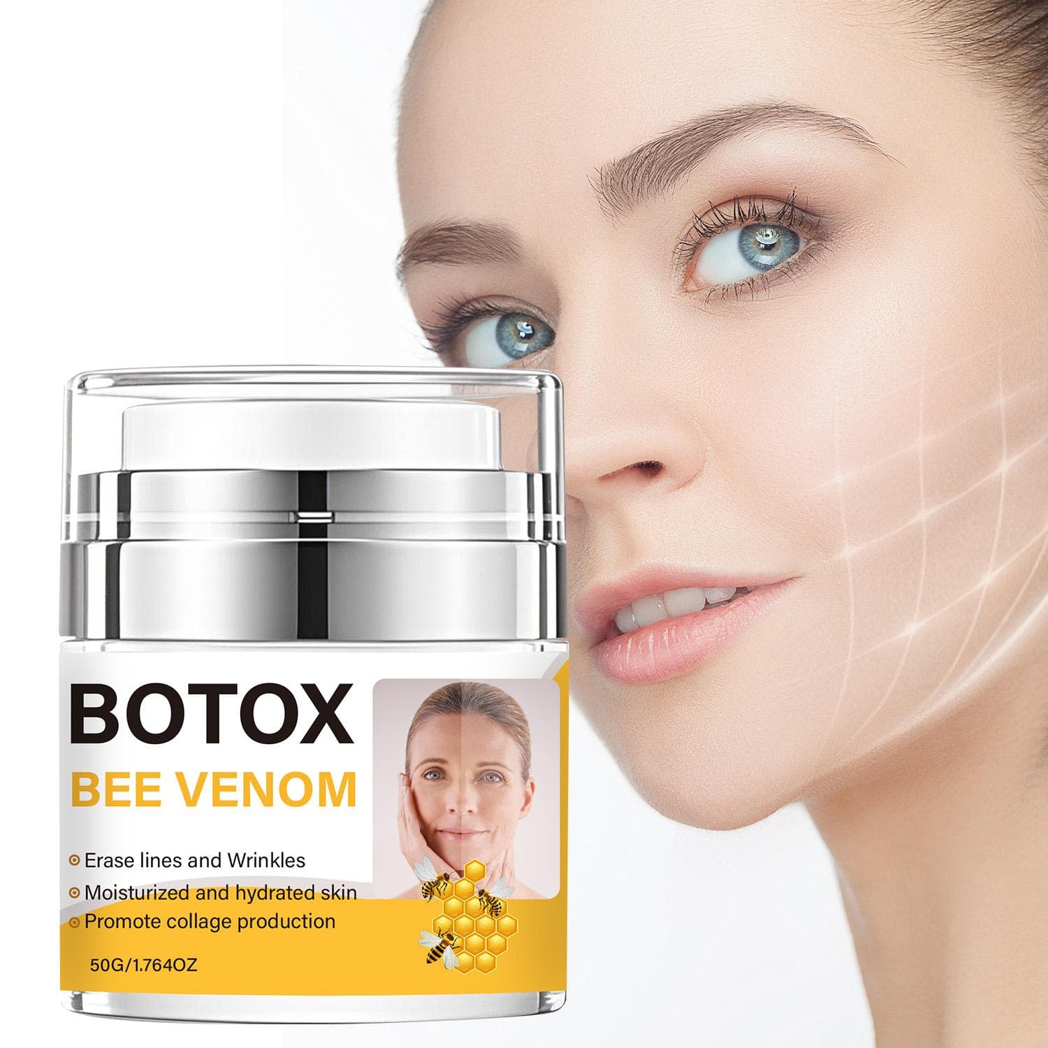 Botox Bee Venom Cream-Deeply Locks Moisture and Nourishes the Skin, Tightens Facial Skin, Suitable for all Skin Types, 50g