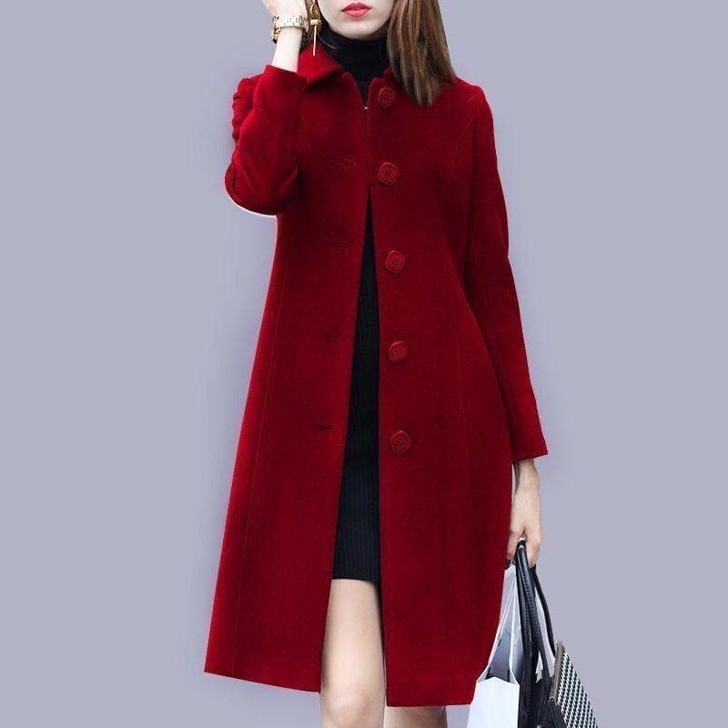 Woolen Coat Women's Mid-length British Style Spring and Autumn New Slim Woolen Coat Women's Slim Woolen Suit 4XL