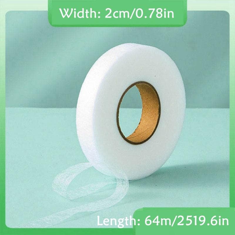 1 Roll 64 Meters Black White Double-sided Interlining Adhesive Fabric Clothes Iron on Hem Tape Interlining Web DIY Sewing Accessories 2cm white