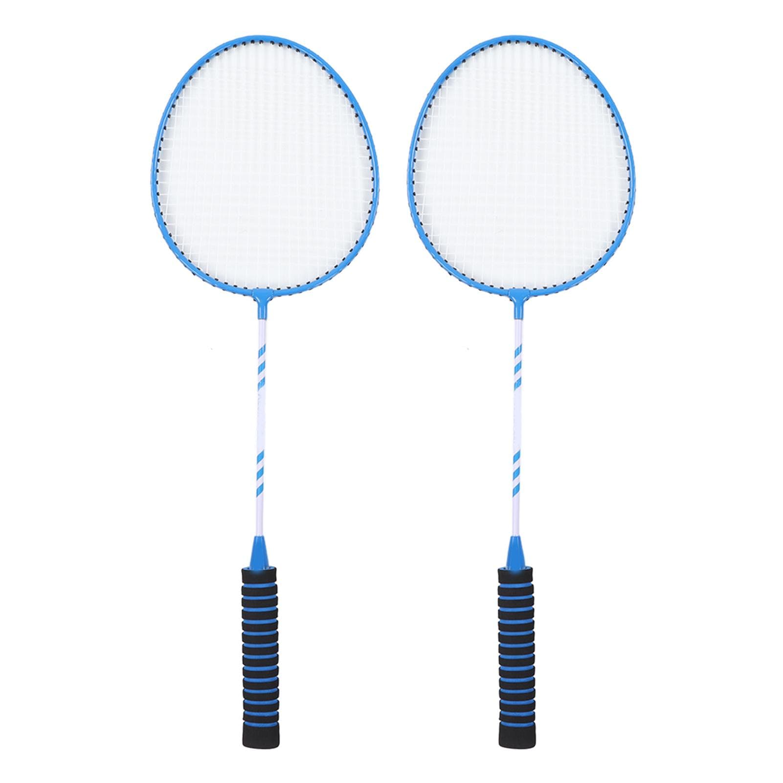 Badminton Racket Set Split Ferroalloy and Nylon Badminton Racquets for Adult Sports Blue