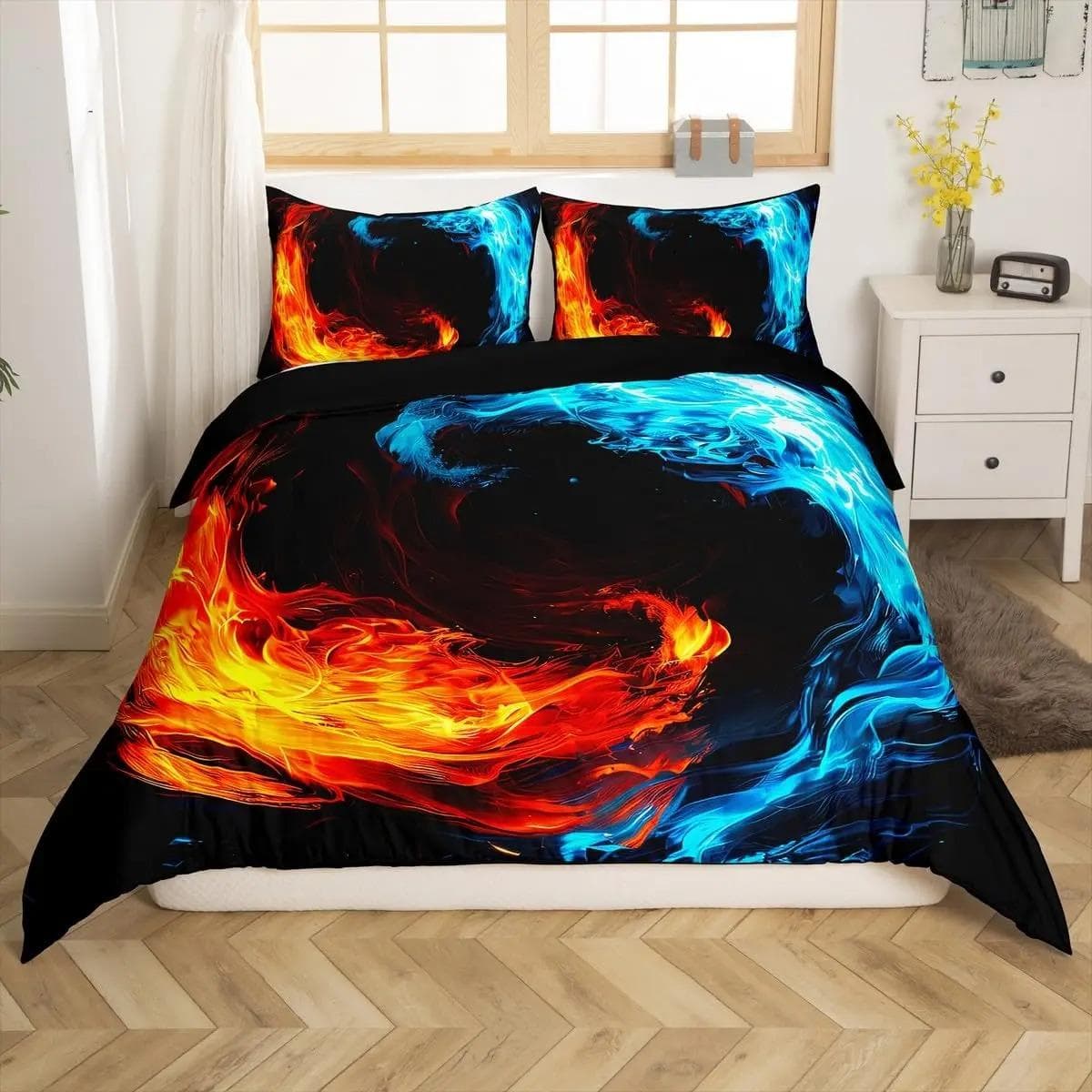 Yin Yang Duvet Cover King Queen Boho Trippy Psychedelic Art Comforter Cover Gossip Spark Bedding Set Microfiber Soft Quilt Cover 70x133cm 2pcs