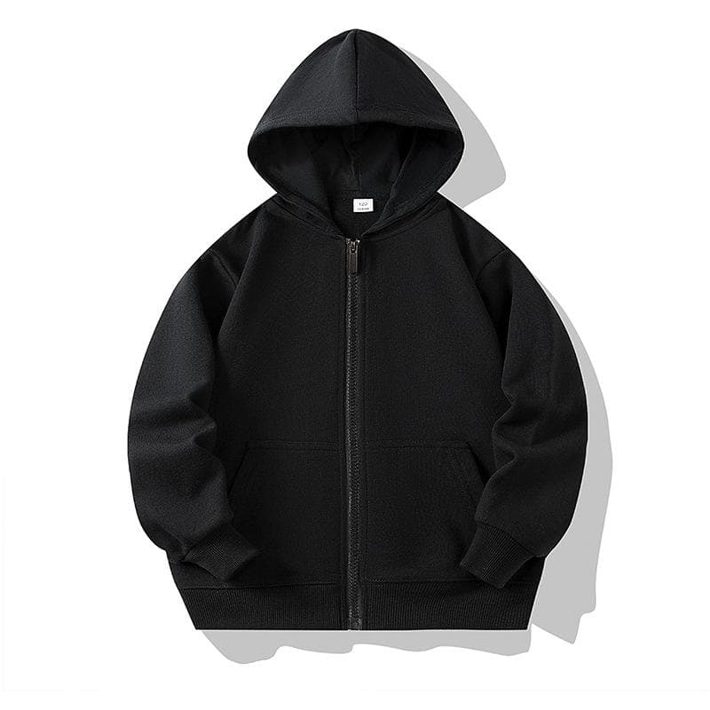 Hoodies for Children 2026 Autumn Zipper Hooded Sweatshirt Infants Boys Girls Clothes Casual Active School Teen Kids Outerwear 90cm black