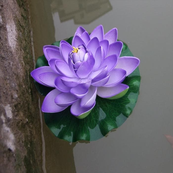 Floating Artificial Lotus Simulation Lotus Water Plants Fake Water Lily for Garden Pond Patio Decoration blue