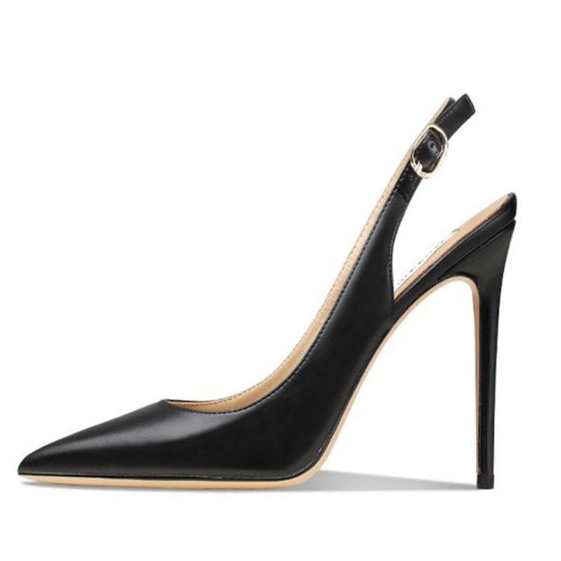 Sexy High Heels Pumps Shoes Nude Black Heeled Slingbacks Women's Sandal Large Size 45 Point toe Summer Office Party Shoes Female 36 black