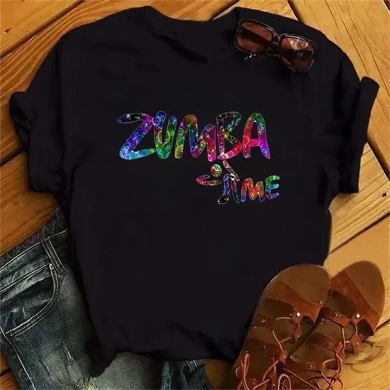Zumba Graphic Tshirt Women's Clothing Fitness Dance Letter Printed Tees Summer Shirt Sport Gymnastics Femme Fashion T-Shirt Tops S