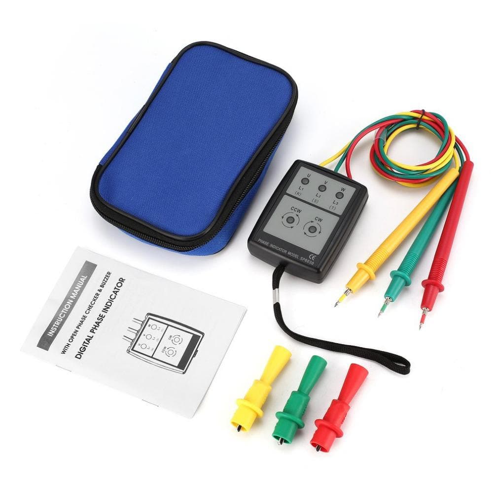 3-Phase Alternating Current Phase Meter Portable Phase-sequence Tester Digital Phase-order multicolour